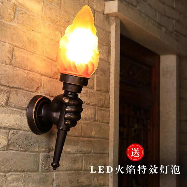 

wall lamp retro industrial personality cafes staircase corridor is decorated torch