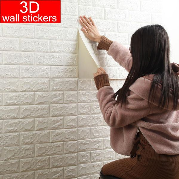 

wall stickers 70*38 3d sticker self adhesive wallpaper diy brick living roomtv kids safty bedroomwarm home waterproof decor