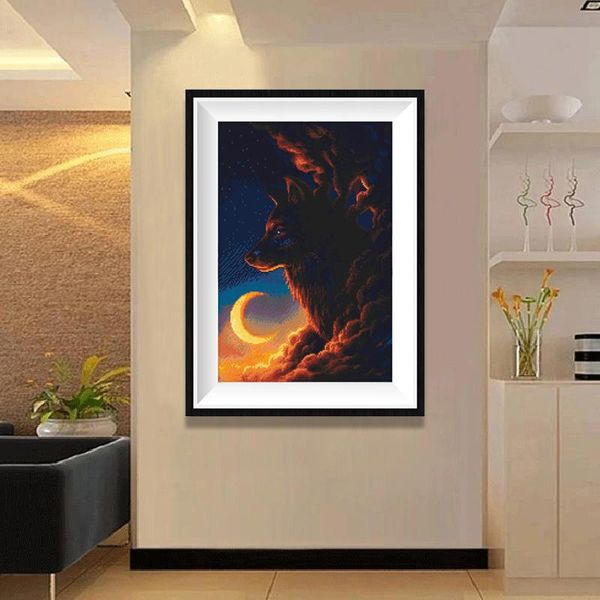 

diamond painting full 5d diy exquisite cloud moon wolf rhinestone mosaic decoration