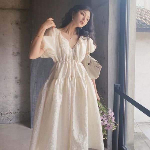 

party dresses [eqw] japanese style trend ladies white robe chic vacation puff sleeve ball gown princess dress queen clothing, White;black