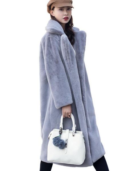 

women's fur & faux european and american style 2021 winter imitation mink coat women mid-length loose thick plush, Black