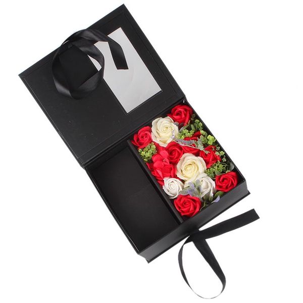 

decorative flowers & wreaths surprise box artificial rose soap flower gift valentine day for girlfriend wedding party decoration, black