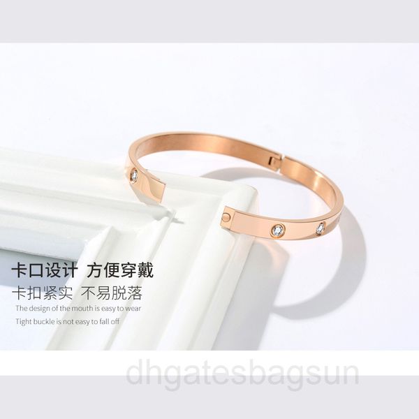 

fashion couple ten diamond bracelet three color inlaid stainless steel buckle full titanium hdw2, Black