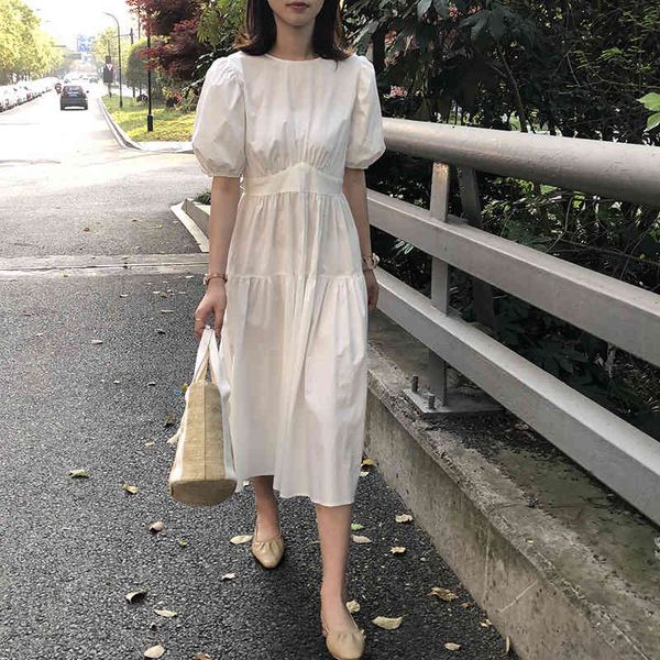 

casual dresses women o-neck pure color white boho midi sleeve ladies summer cotton bohemian vestidos bou5, Black;gray