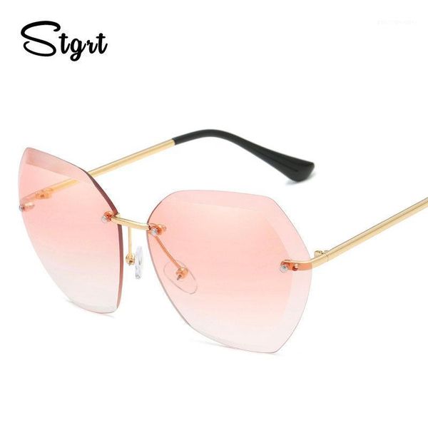 

sunglasses frameless women vintage design pink uv400 ladies feminino, White;black