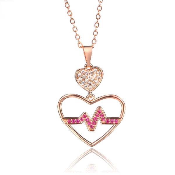 

personality sweet heart necklaces tanabata throbbing micro set zircon pendant necklace, Silver