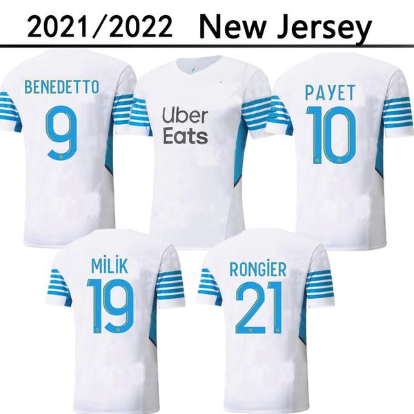 

221 22 marseille soccer jerseys olympique milik maillot de foot om 2021 2022 camiseta payet thauvin benedetto men football shirt, Black;yellow