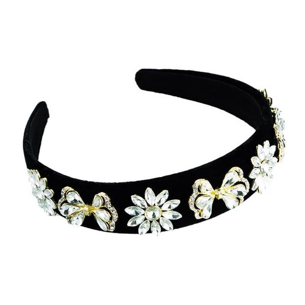 

teenage girls hair accessories sticks headbands for childrens autumn and winter crystal metal flower diamond accessory velvet b8497, Slivery;white