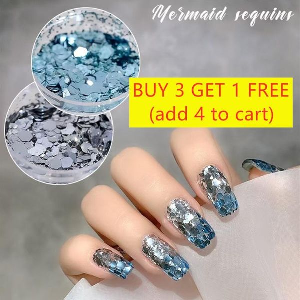 

nail art decorations glitter mix powder sequins sparkles shiny makeup dust decoration nails set arts and crafts, Silver;gold