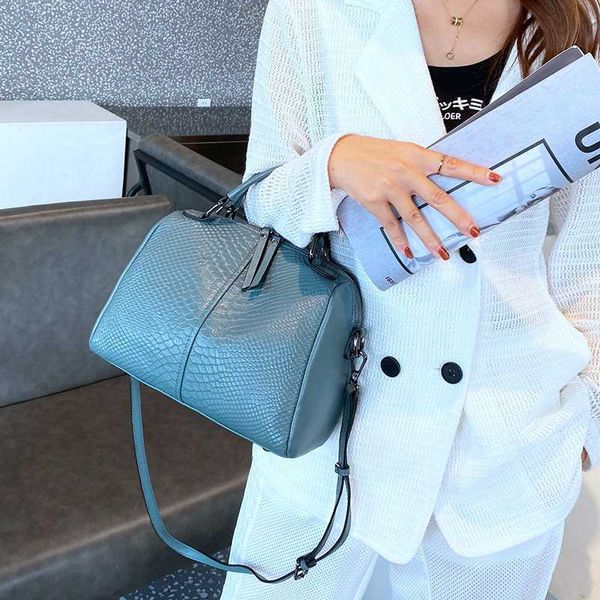 

luxury handbags pattern fashion layer cowhide boston 2021 portable msenger leather women's bag one shoulder 8686