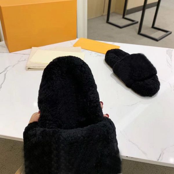 

slippers women early spring furry wool household indoor cotton slippers size35-42 eo25, Black