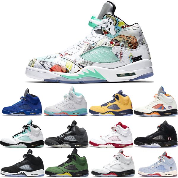 

basketball shoes 5s for men 3 space jam oreo silver laney royal international flight ice blue fire red wings what the white stealth good, White;red