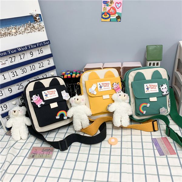 

korean harajuku small girl female bag messenger 2021 chest popular new color fresh hit student canvas fquti