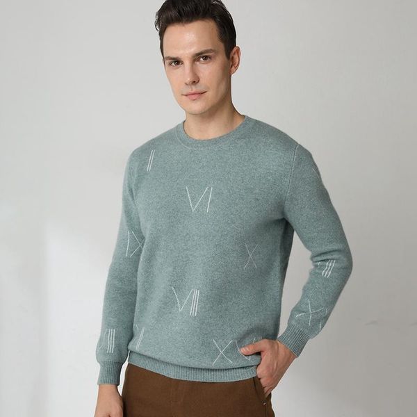 

men's sweaters 2021 fashion 100% goat cashmere knitting men pullovers for winter o-neck thicker soft, White;black