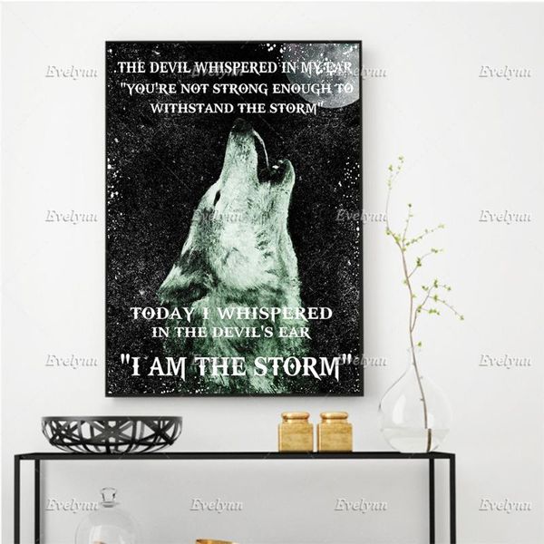 

paintings i am the storm wolf poster living room decoration home decor prints wall art canvas unique gift floating frame