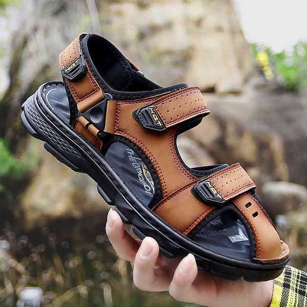 

slippers men sandals fashion summer casual beach flat shoes non slip luxury breathable fashion closed toe sandals men cudw, Black