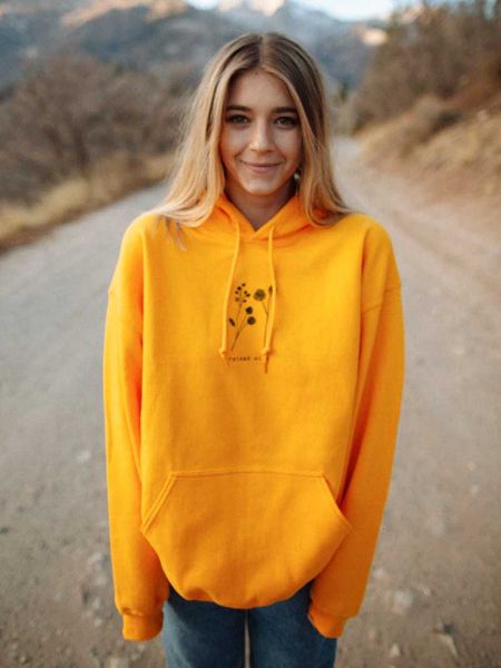

hoodie flowers graphic women fashion pure cotton quote slogan gift warmer cute kawaii pullovers youngs women's hoodies & sweatshir swe, Black