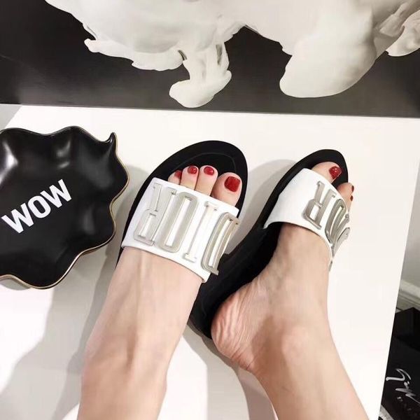 

dijia letter metal button slippers for summer show 2021, Black