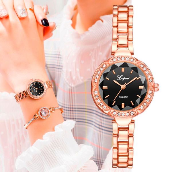 

wristwatches lvpai 2021 women fashion luxury braceletwatch rose gold diamond ladies wristwatch casual quartz watch *e, Slivery;brown