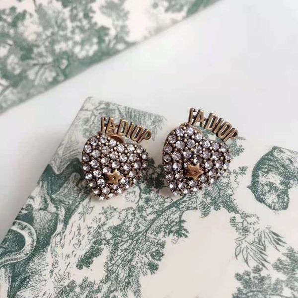 

aaa designer jewelry earrings new star pearl love star brass 925 silver pin earrings, Golden
