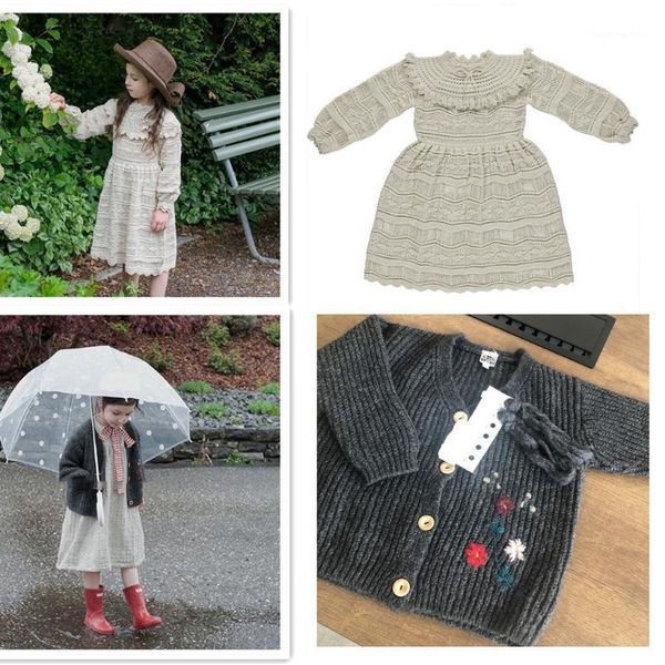 

girl's dresses kids organic brand princess dress and cardgin sweater suit for toddler girls cute knitted long sleeve children c1, Red;yellow