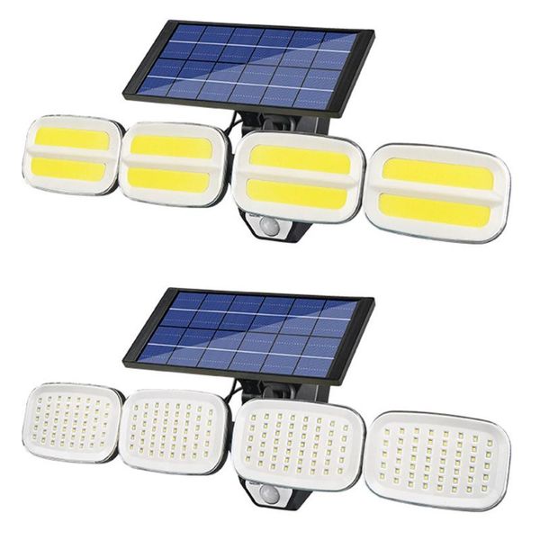 

solar lamps four head 200led 240cob wall light remote control sensor lamp waterproof garden outdoor street