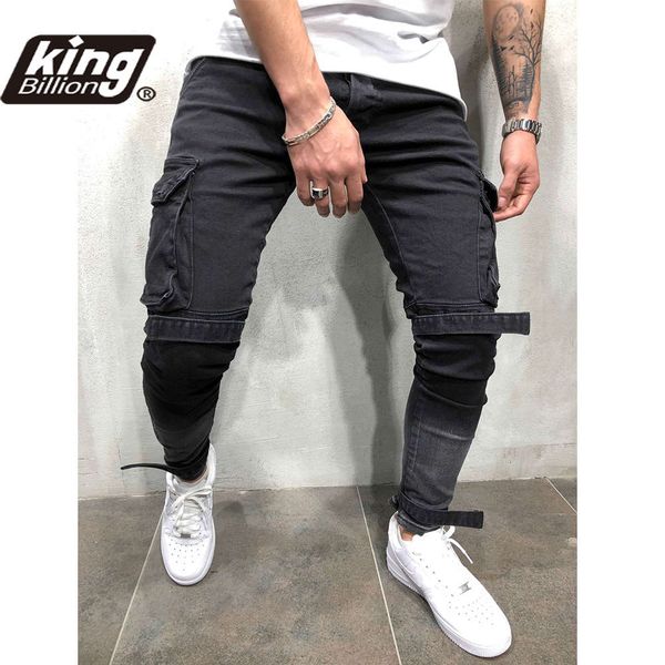 

jeans kb new men business casual broek elastic comfort straight denim male brand, Blue