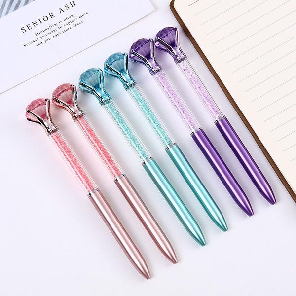

ballpoint pens 1pcs cute gem pen crystal glass diamond metal exquisite gift school office supplies stationery, Blue;orange