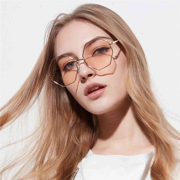 

designer sunglasses hexagon women small frame polygon men blue pink clear lens sun glasses female, White;black