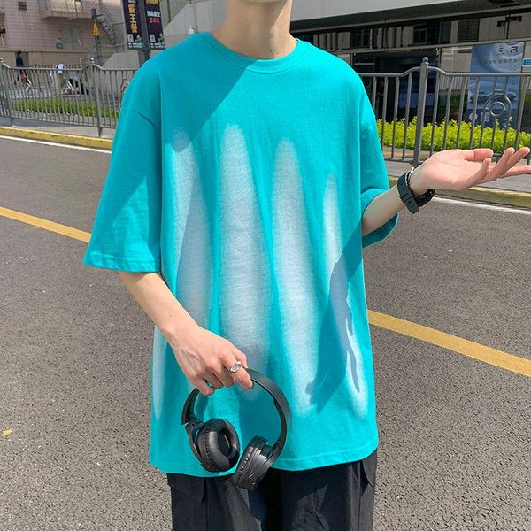 

men's t-shirts cotton tie-dye t-shirt fashion summer casual short-sleeved male streetwear loose hip-hop tshirt clothes m-2xl, White;black
