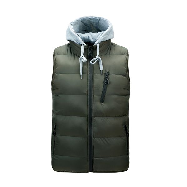 

mens hooded vest thick warm sleeveless coat men's outdoor jacket, Black;white