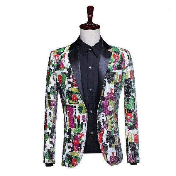 

men's suits & blazers stylish mens glitter blazer men sequin heren colberts americana hombre bling suit jacket steampunk homme, White;black