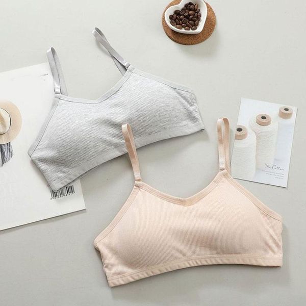 

camisoles & tanks girls training bra wireless thin cup letter fashion comfortable teenage underwear for child, Black;white