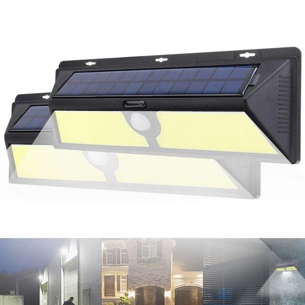 

166 cob solar power pir motion sensor garden security lamp waterproof patio light