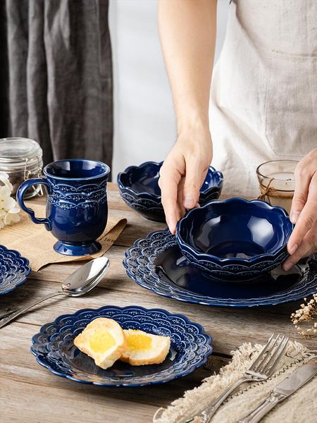 

bowls creative europa ceramic plate set restaurant salad steak household cuisine seafood oval dishes arrival wave emboss