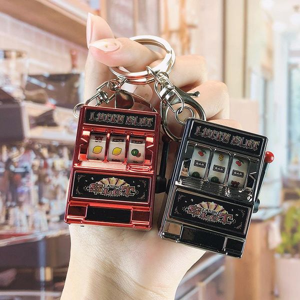 

keychains mini slot machine key chains pocket fruit lucky jackpot gadget antistress toys funny games keychain, Silver