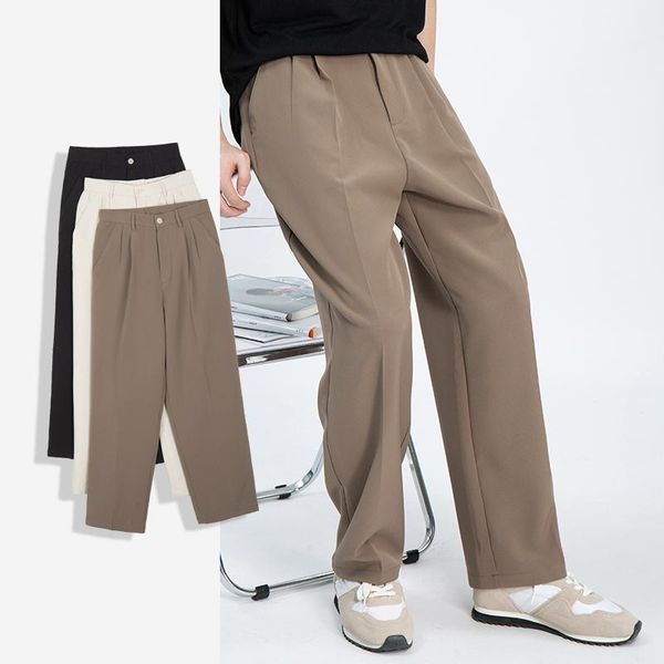 

men's suits & blazers coffee/black/beige suit pants fashion business society mens dress korean loose straight wide-leg trousers, White;black