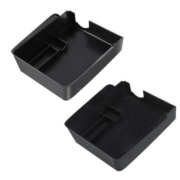 

car organizer 28tb black flocking under seat box for model 3 y storage tissue
