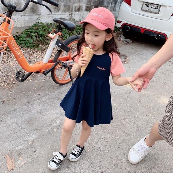 

girls summer cotton elastic simple sporty short-sleeved dress clothing sets, White