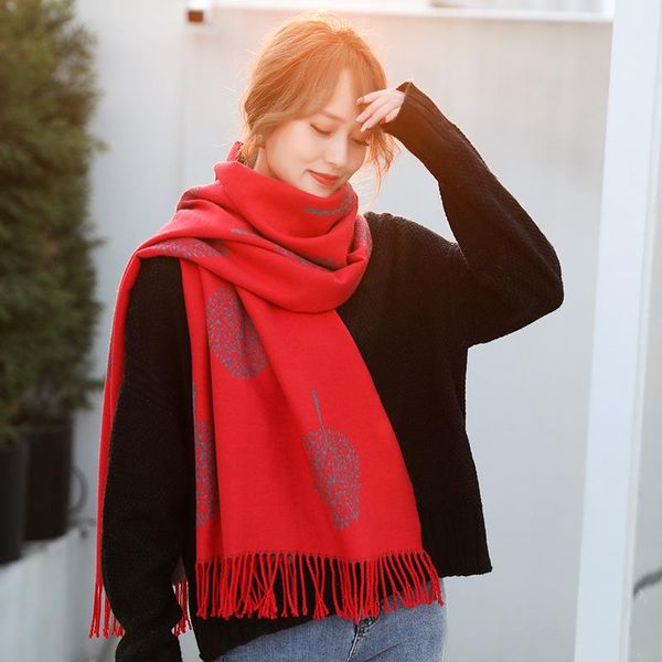 

scarves thick women printing keep warm autumn winter cashmere pashmina scarf ladies double-side brushed shawls and wraps, Blue;gray