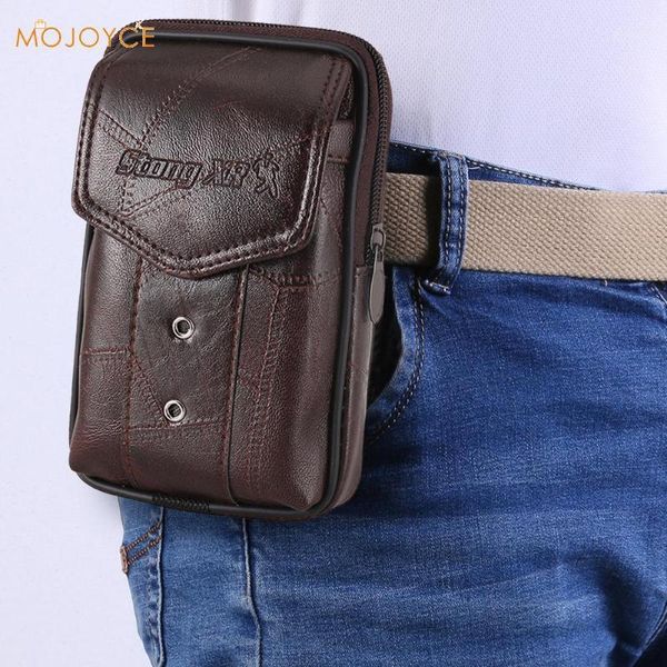 

waist bags men cowhide leather fanny bag classic texture creative delicate design chic business solid mobile phone belt bum pouch1