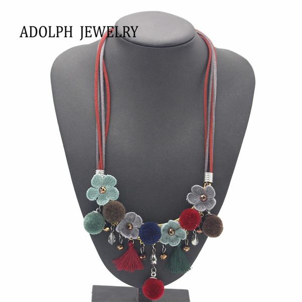 

pendant necklaces adolph jewelry for women party accessories elegant cloth chain ball and flower tassel statement choker necklace, Silver