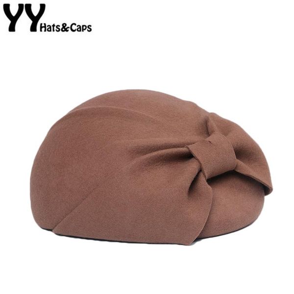 

stingy brim hats yy 100% wool fedora women bow felt hat autumn winter elegant lady weeding fedoras fascinator vintage 18122, Blue;gray