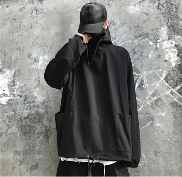 

men's jackets 2021 spring men streetwear pocket cargo hooded coat mens harajuku oversized windbreaker male hip hop bomber jacket, Black;brown