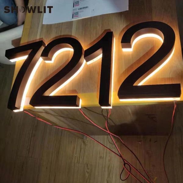 

other door hardware 8'' black lighted up house number led halo lit home numbers waterproof outdoor