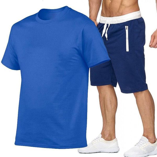 

men's tracksuits summer men's -selling solid color t-shirt and shorts set, multi-color matching, comfortable fit, essential in, Gray