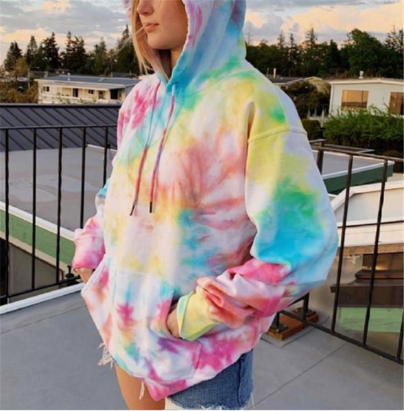 

women's hoodies & sweatshirts women tie dye sport spring fall winter long sleeve hooded pullovers female casual plus size, Black