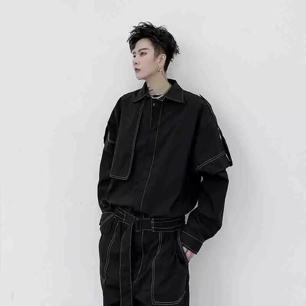 

cool hip hop show suit loose fashion brand casual corset men's pants, Black