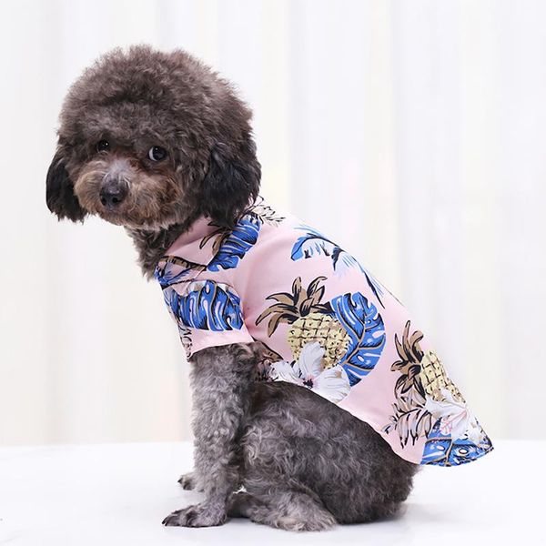 

dog apparel pineapple clothes t-shirt beach pet clothing hawaii trendy outfits for dogs fruit print boy golden retriever blue