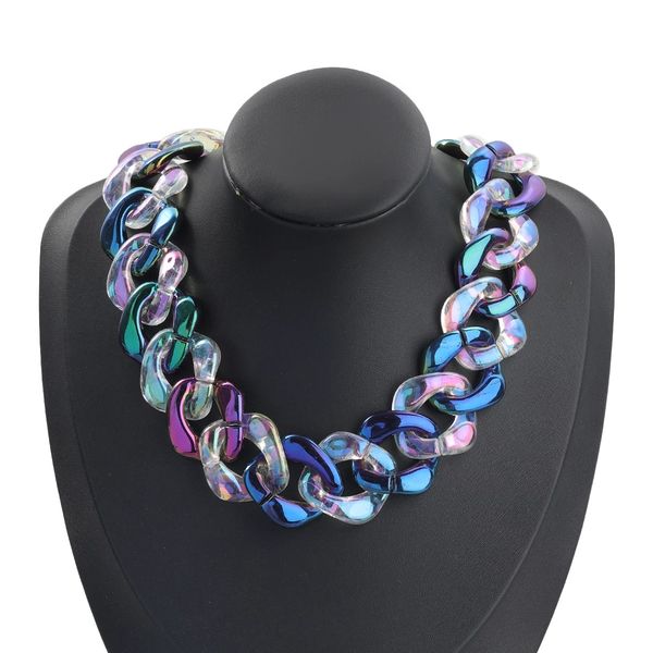 

2021 colorful acrylic chic choker necklace fashion casual chain necklace jewelry, Golden;silver